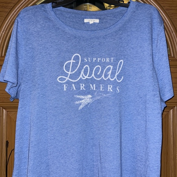 NEW! Maurices Support Local Farmers Graphic Short Sleeve T-Shirt In Vintage Blue - Picture 7 of 16
